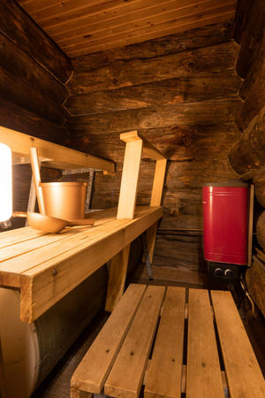 Kleine Blockhütte beim Lapland Hotel Äkäshotelli, Sauna