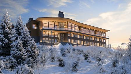 Außenansicht des neuen Arctic Hilltop Boutique Hotels auch als Hotel Iso-Syöte bekannt