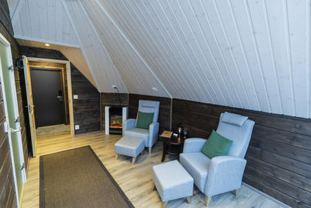 Sitzbereich, Glasdachhütte für zwei Personen