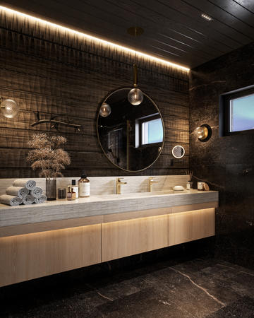 Badezimmer, Panorama-Lodge 