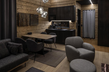 Essbereich und Küche, Panorama-Lodge