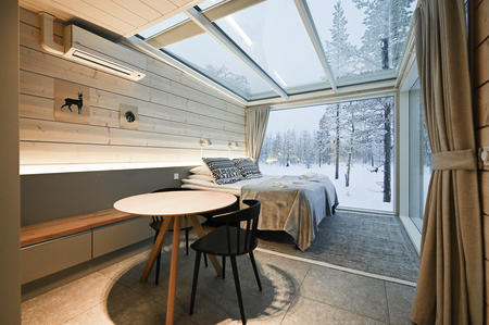 Wohn-/Schlafbereich in der Sky View Cabin Deluxe