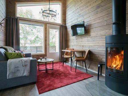 Gemütlicher Kamin im Superior-Ferienhausapartment 