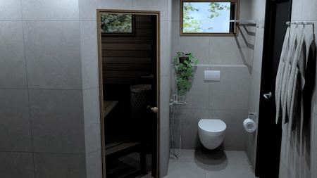 Badezimmer und Sauna, Deluxe Villa