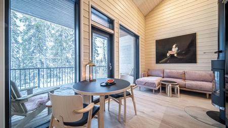 Wohnbereich im modernen Ferienhaus-Apartment (37 m²) mit 1 Schlafzimmer