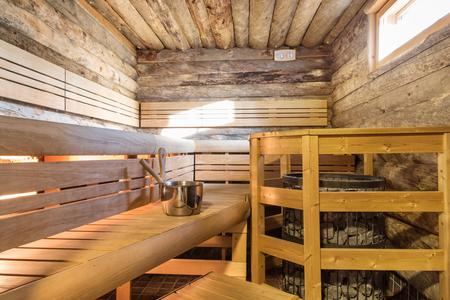 Sauna im großen Blockbohlen-Ferienhaus 