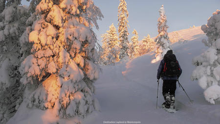 Schneeschuhwandern in der Gegend rund um das Nivunki Village