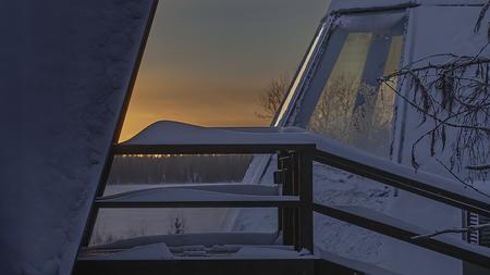 Glaskotas im Sonnenuntergang