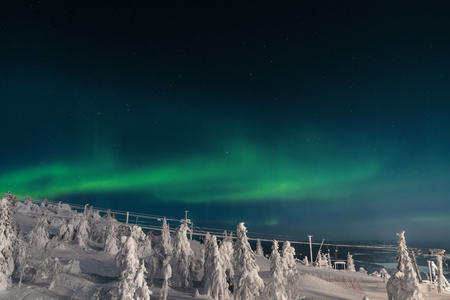 Nordlichter über dem Skigebiet in Iso-Syöte (c) viel-unterwegs.de
