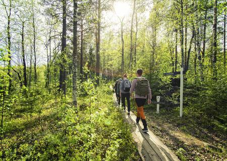 Wandern Sie auf schmalen Wegen durch die umliegenden Wälder 