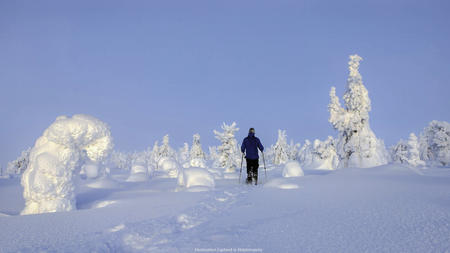Schneeschuhwandern durch die tiefe Schneeschicht
