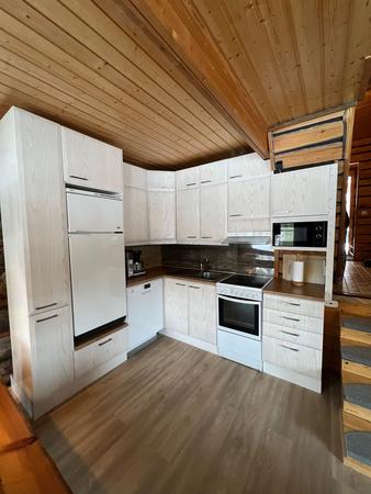 Küchenzeile, Blockbohlen-Apartment