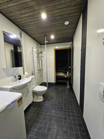 Badezimmer und Sauna, Ferienhaus mit zwei Schlafzimmern