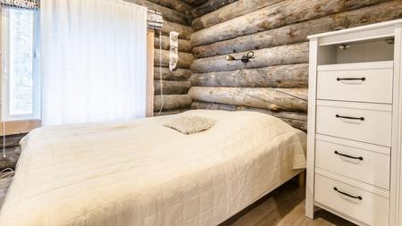 Schlafzimmer im Blockbohlenferienhaus (40 m²)