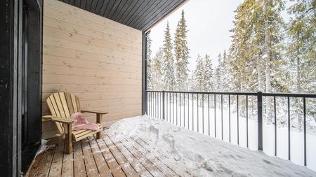 Terrasse vom modernen Ferienhaus-Apartment (37 m²) mit 1 Schlafzimmer