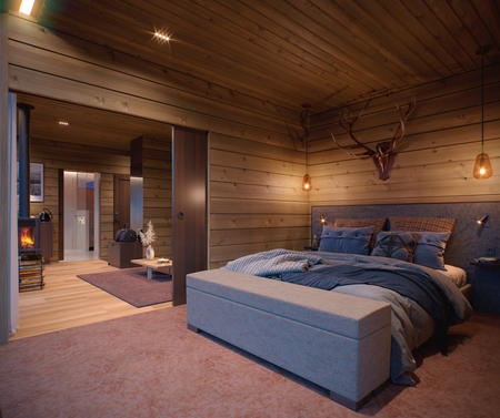 Schlafzimmer, Deluxe-Suite mit Panoramafenstern