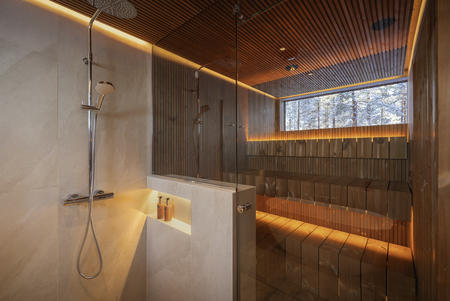 Dusche und Sauna, Deluxe-Doppelzimmer