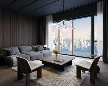 Wohnbereich mit Panoramablick, Premium Suite