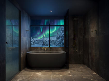 Badezimmer, Luxus-Villa mit Glasdach