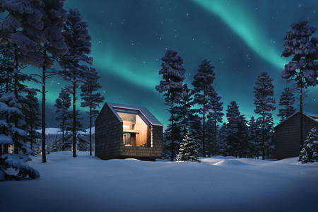 Luxus-Villa mit Glasdach von außen