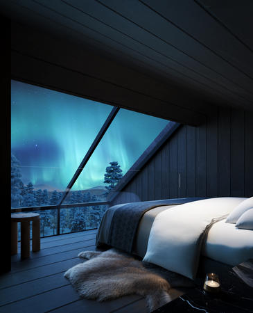 Himmelsblick vom Bett aus, Luxus-Villa mit Glasdach