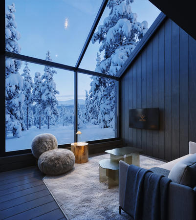 Ausblick Wohnbereich, Luxus-Villa mit Glasdach