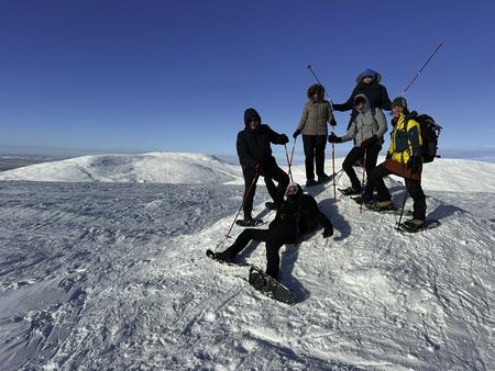 Schneeschuhwandern auf dem Pallas Fjäll - Gipfel erreicht!
